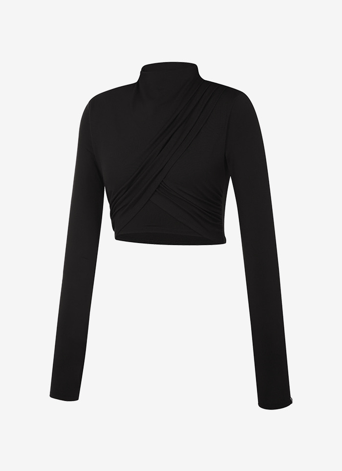 Grande Line High Neck Shirring Cross Long Sleeves