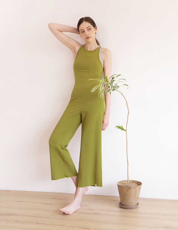 Conch Wear Volume Shirring Halter Jumpsuit